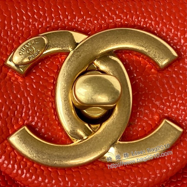Chanel專櫃新款高級手工坊最火爆系列AS3368金幣鏈條女包 香奈兒徽章亮面小球紋牛皮肩背斜挎女包 djc4499
